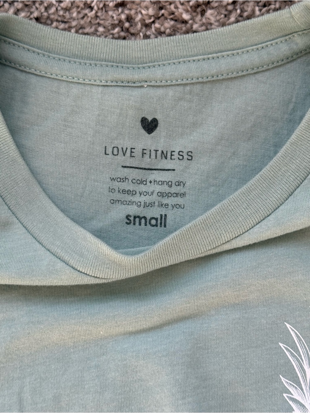 Love Fitness Dusty Blue Color Crop Top Tee Pineapple Graphic Logo — image 5 of 5